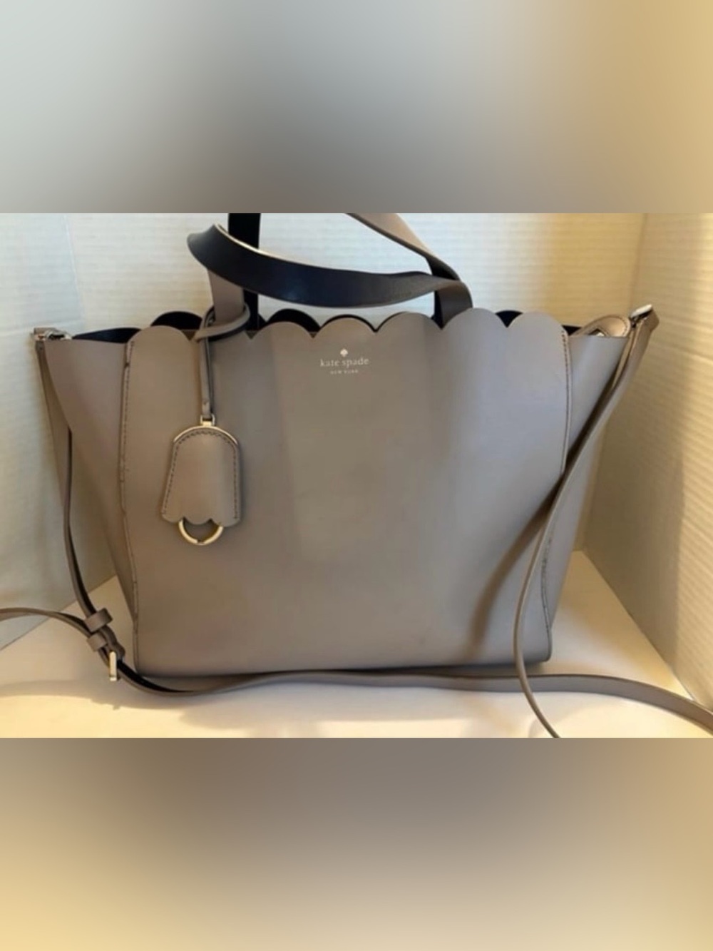kate spade Scalloped Edge Gray Leather satchel purse